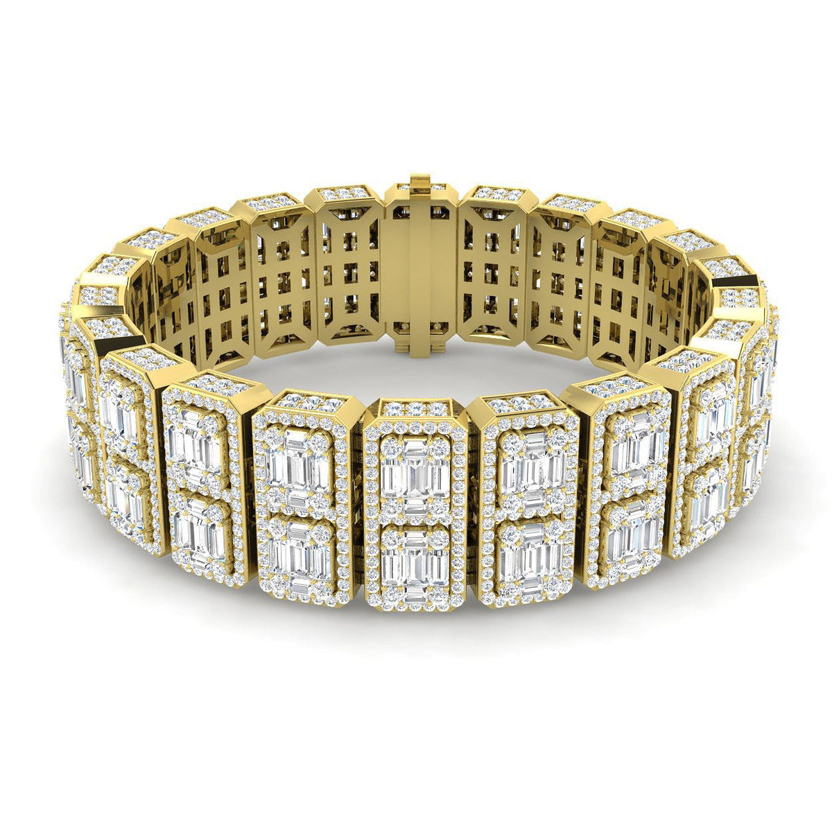 Vintage Art Deco Diamond Bracelet with Baguette & Round Diamonds in 10K/14K gold and platinum with certified lab-grown or natural diamonds