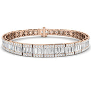 Vintage Diamond Tennis Bracelet with Baguette & Round Brilliant Diamonds in 10K/14K gold and platinum with certified lab-grown or natural diamonds
