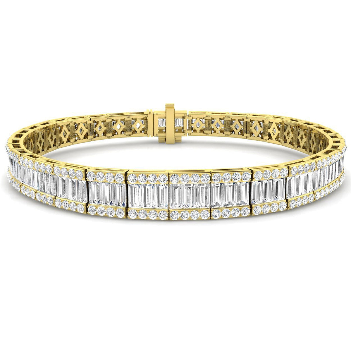 Vintage Diamond Tennis Bracelet with Baguette & Round Brilliant Diamonds in 10K/14K gold and platinum with certified lab-grown or natural diamonds