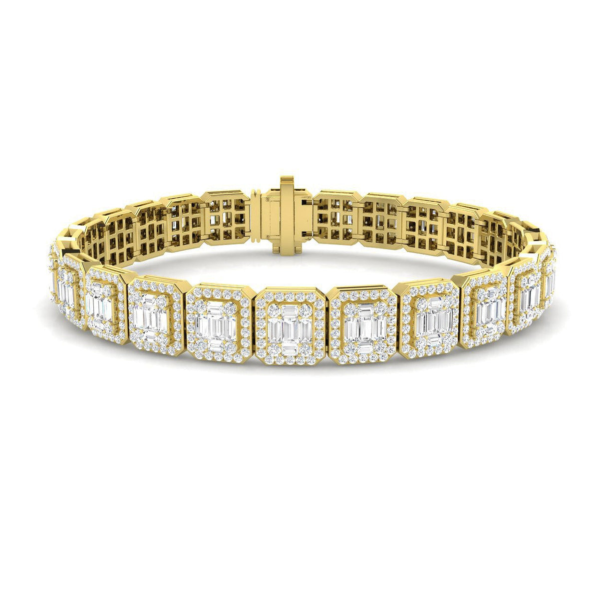 Vintage Diamond Bracelet with Baguette & Round Brilliant Diamonds in Gold & in 10K/14K gold and platinum with certified lab-grown or natural diamonds