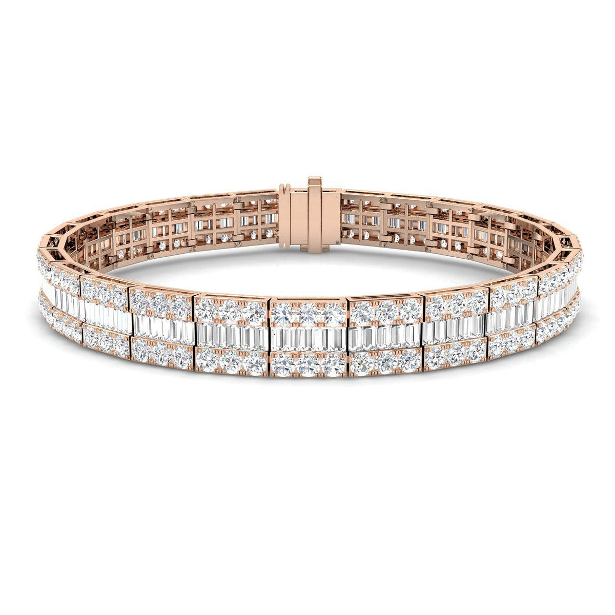 Luxury Natural or Lab Grown Baguette & Round Diamond Tennis Bracelet in 10K/14K gold and platinum with certified lab-grown or natural diamonds