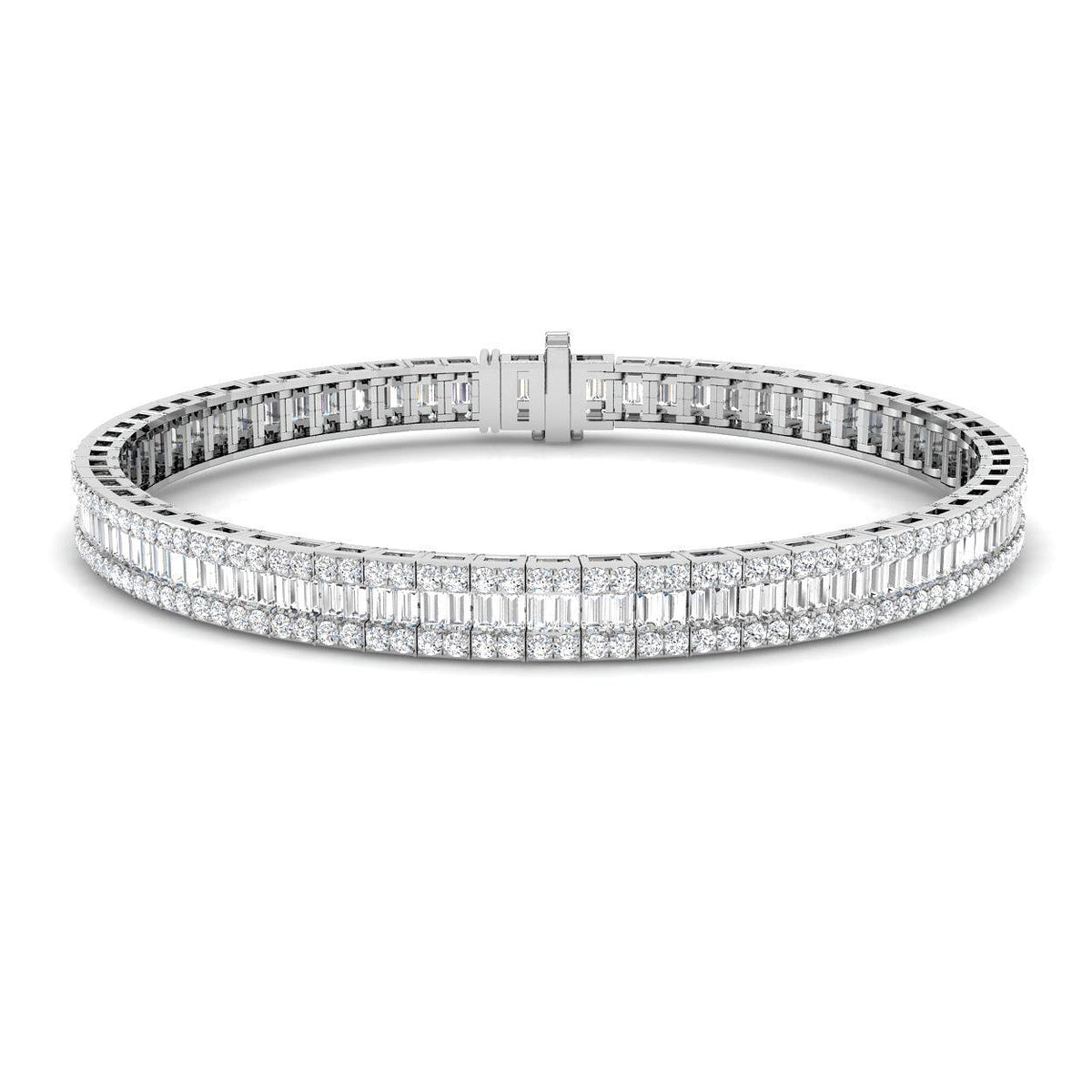 Luxury Natural or Lab Grown Baguette & Round Diamond Tennis Bracelet in 10K/14K gold and platinum with certified lab-grown or natural diamonds