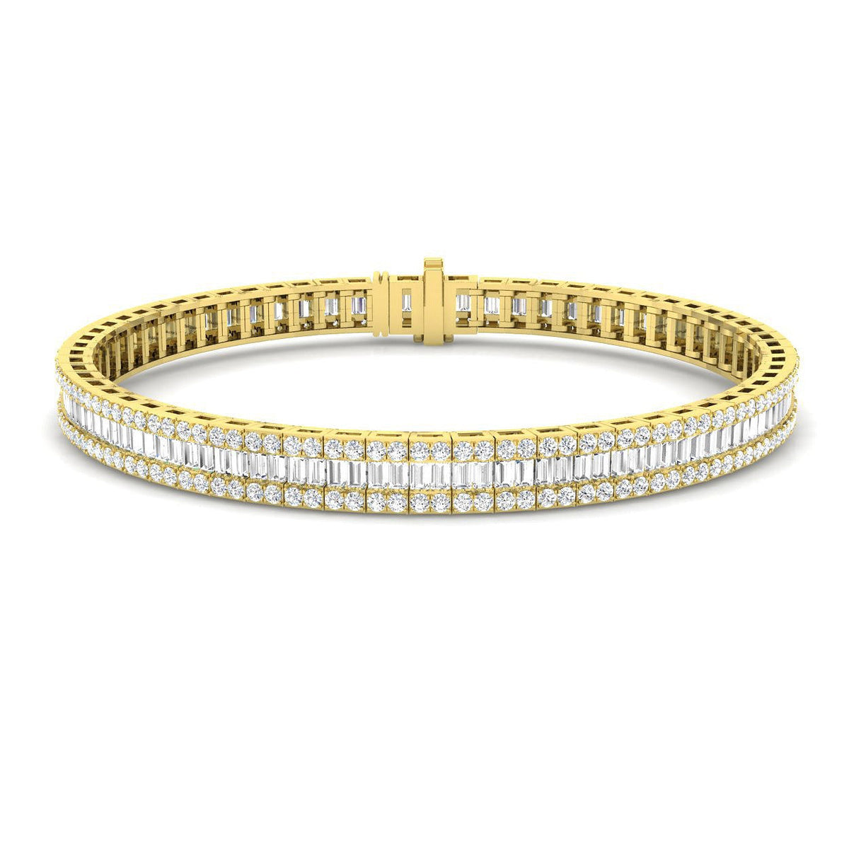Luxury Natural or Lab Grown Baguette & Round Diamond Tennis Bracelet in 10K/14K gold and platinum with certified lab-grown or natural diamonds