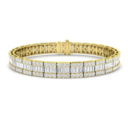 Luxury Natural or Lab Grown Baguette & Round Diamond Tennis Bracelet in 10K/14K gold and platinum with certified lab-grown or natural diamonds
