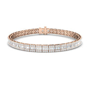 Luxury Natural or Lab Grown Baguette & Round Diamond Tennis Bracelet in 10K/14K gold and platinum with certified lab-grown or natural diamonds