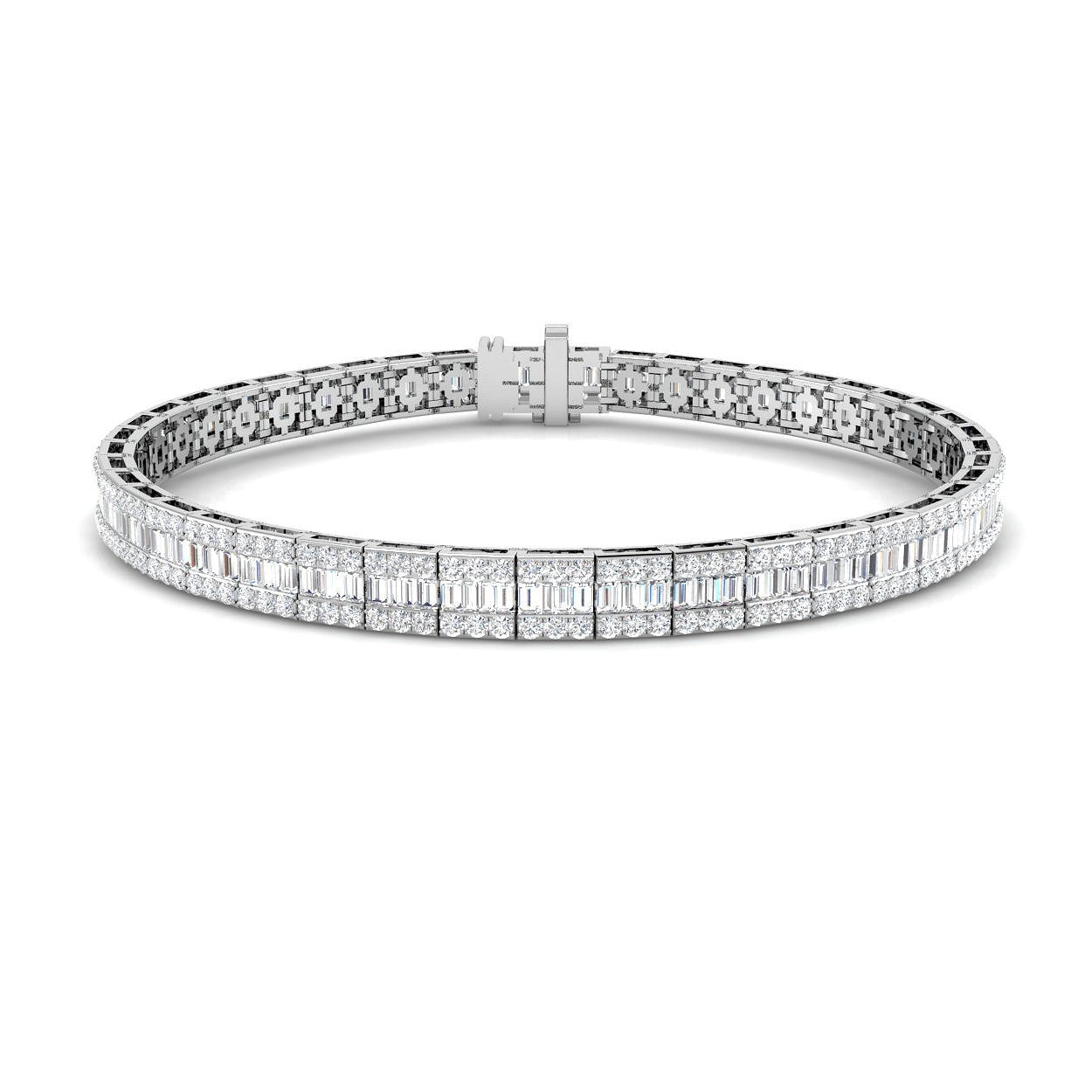 Luxury Natural or Lab Grown Baguette & Round Diamond Tennis Bracelet in 10K/14K gold and platinum with certified lab-grown or natural diamonds