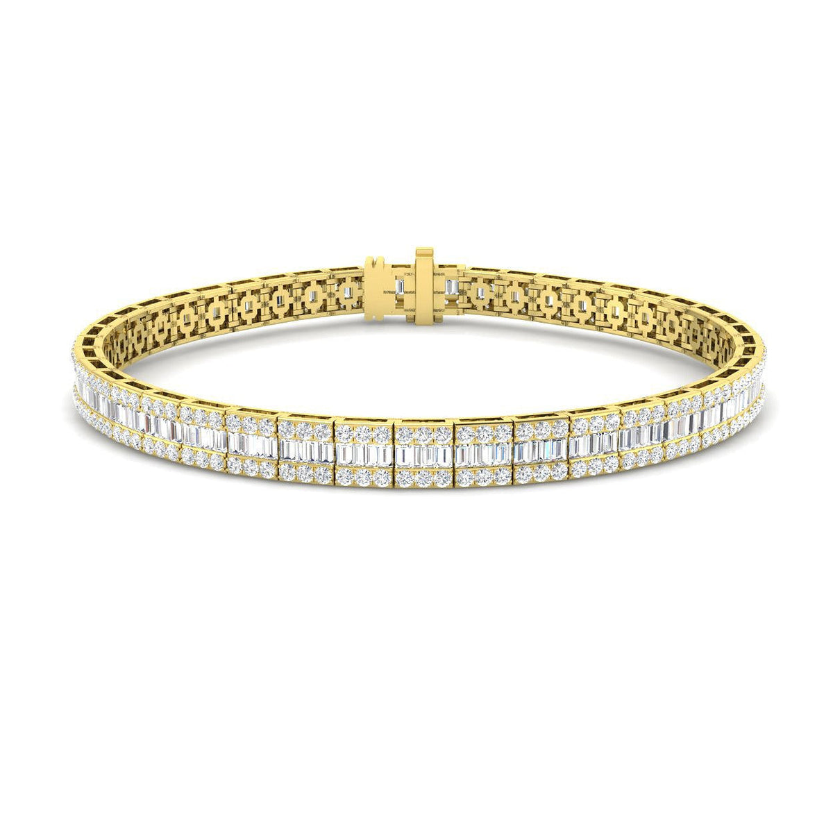 Luxury Natural or Lab Grown Baguette & Round Diamond Tennis Bracelet in 10K/14K gold and platinum with certified lab-grown or natural diamonds