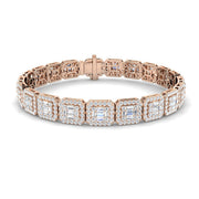 Elegant Emerald Style Baguette & Round Cut Lab Grown Diamond Bracelet in Gold or in 10K/14K gold and platinum with certified lab-grown or natural diamonds