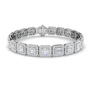 Elegant Emerald Style Baguette & Round Cut Lab Grown Diamond Bracelet in Gold or in 10K/14K gold and platinum with certified lab-grown or natural diamonds