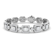 Emerald Style Round & Baguette Cut Lab Grown Diamond Bracelet in 10K/14K gold and platinum with certified lab-grown or natural diamonds