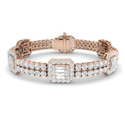 Luxury Round & Baguette Natural Diamond Bracelet in 10K/14K gold and platinum with certified lab-grown or natural diamonds