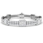 Luxury Round & Baguette Natural Diamond Bracelet in 10K/14K gold and platinum with certified lab-grown or natural diamonds