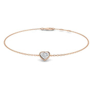 Diamond Bracelet Heart Cut Diamond Charm Bracelet in 10K/14K gold and platinum with certified lab-grown or natural diamonds