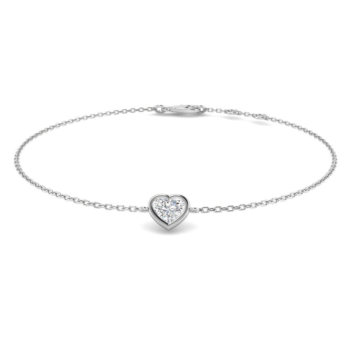 Diamond Bracelet Heart Cut Diamond Charm Bracelet in 10K/14K gold and platinum with certified lab-grown or natural diamonds