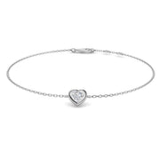 Diamond Bracelet Heart Cut Diamond Charm Bracelet in 10K/14K gold and platinum with certified lab-grown or natural diamonds