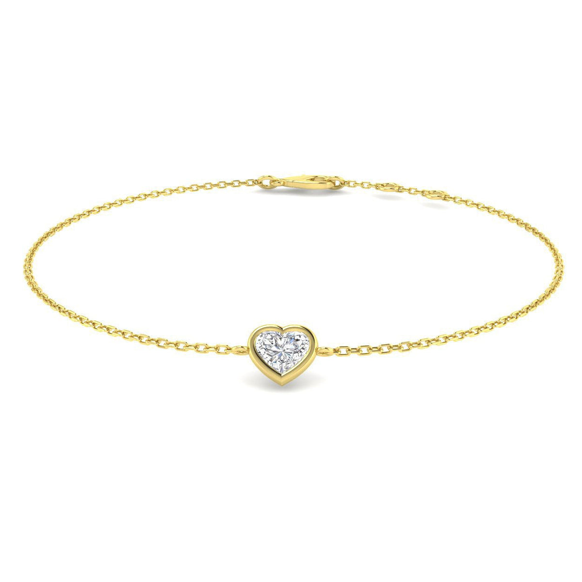 Diamond Bracelet Heart Cut Diamond Charm Bracelet in 10K/14K gold and platinum with certified lab-grown or natural diamonds