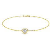Diamond Bracelet Heart Cut Diamond Charm Bracelet in 10K/14K gold and platinum with certified lab-grown or natural diamonds