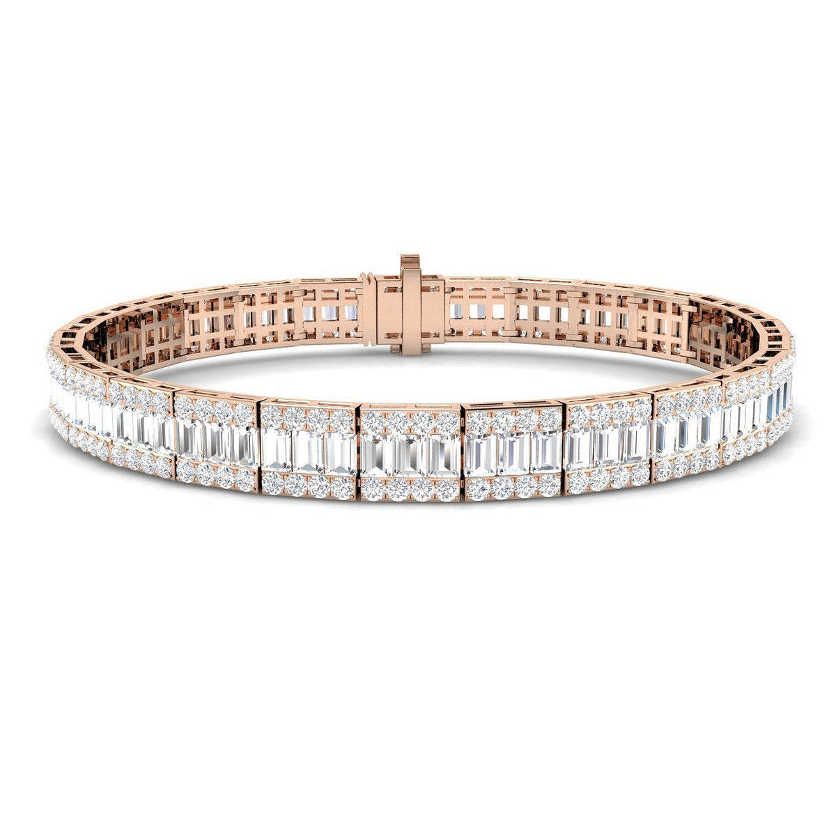 Luxury Natural or Lab Grown Baguette & Round Diamond Tennis Bracelet in 10K/14K gold and platinum with certified lab-grown or natural diamonds