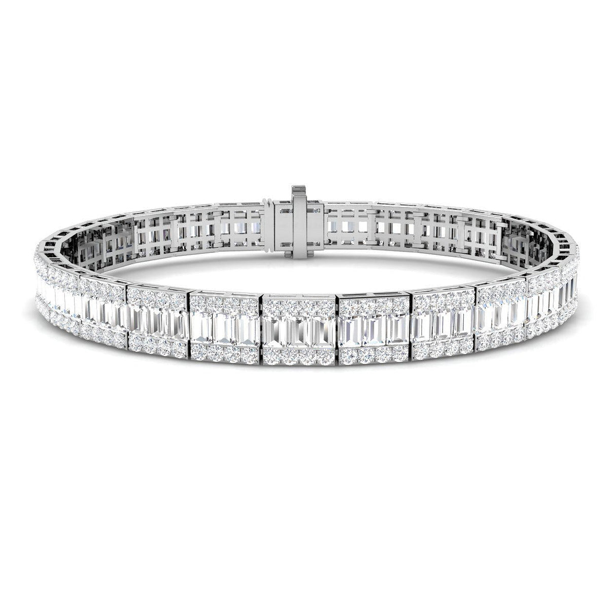 Luxury Natural or Lab Grown Baguette & Round Diamond Tennis Bracelet in 10K/14K gold and platinum with certified lab-grown or natural diamonds