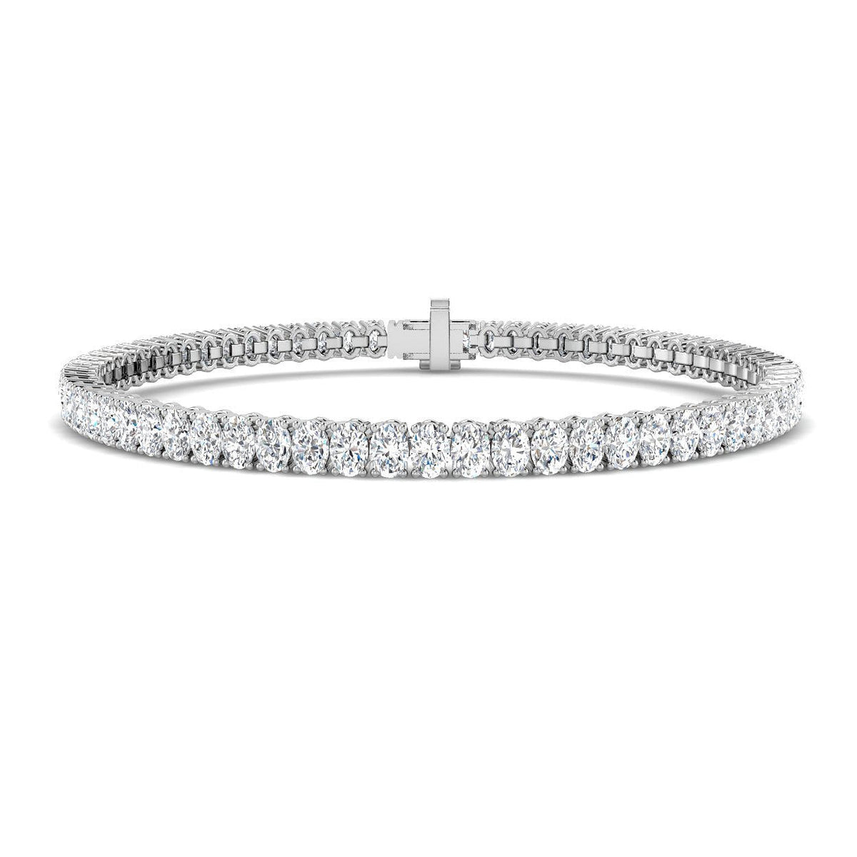 Oval Cut Lab Grown Diamond Tennis Bracelet in 10K/14K gold and platinum with certified lab-grown or natural diamonds