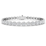 Natural Diamond Oval Halo Tennis Bracelet with Box Clasp and Safety Latch in 10K/14K gold and platinum with certified lab-grown or natural diamonds