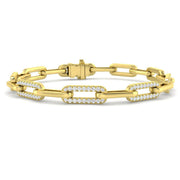 Lab Grown Diamond Oval Link Bracelet with Pavé Accents and Box Clasp in 10K/14K gold and platinum with certified lab-grown or natural diamonds