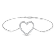 Lab Grown Diamond Pave Heart Bracelet in 10K/14K gold and platinum with certified lab-grown or natural diamonds