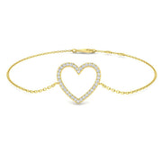 Lab Grown Diamond Pave Heart Bracelet in 10K/14K gold and platinum with certified lab-grown or natural diamonds