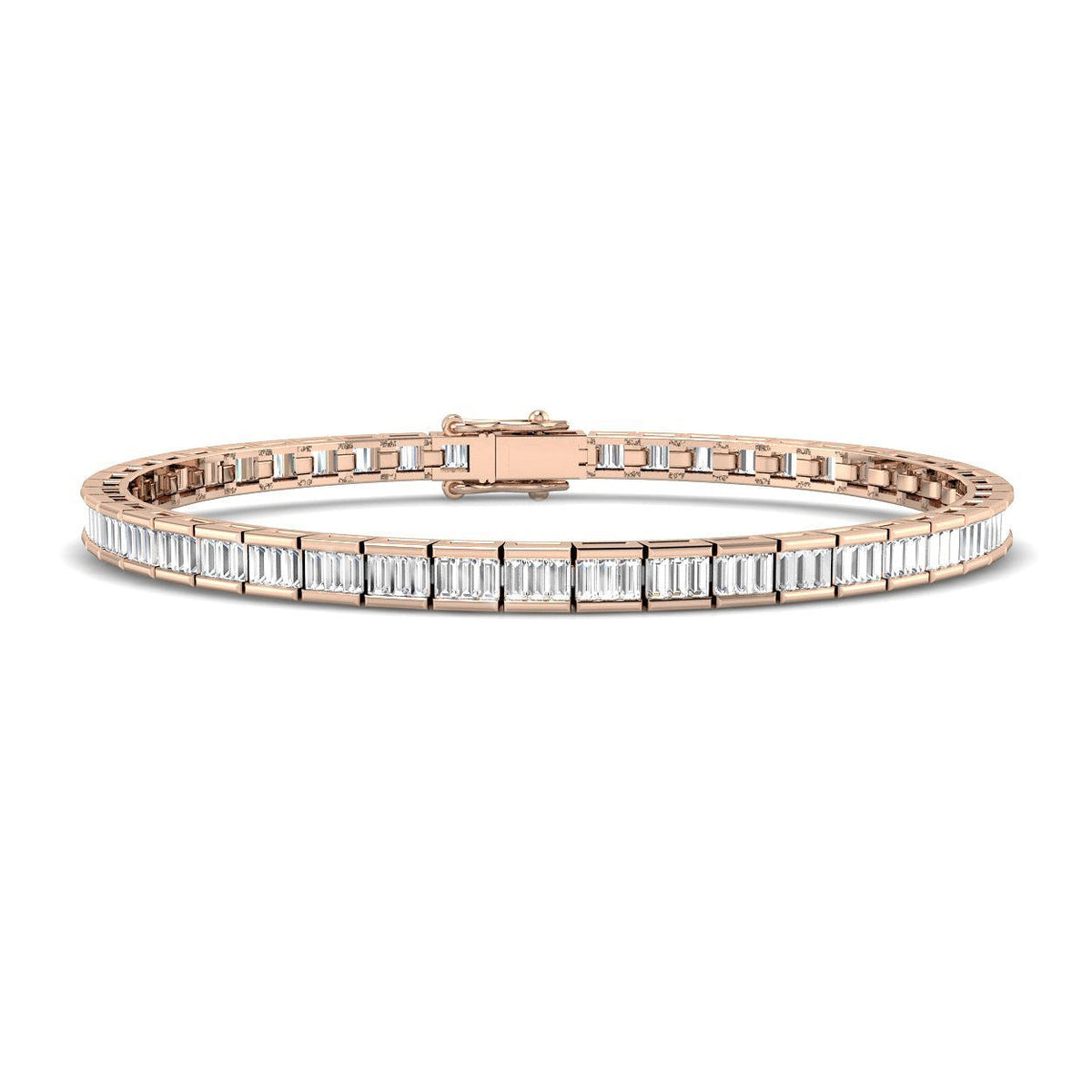Elegant Lab Grown Baguette Diamond Tennis Bracelet in 10K/14K gold and platinum with certified lab-grown or natural diamonds