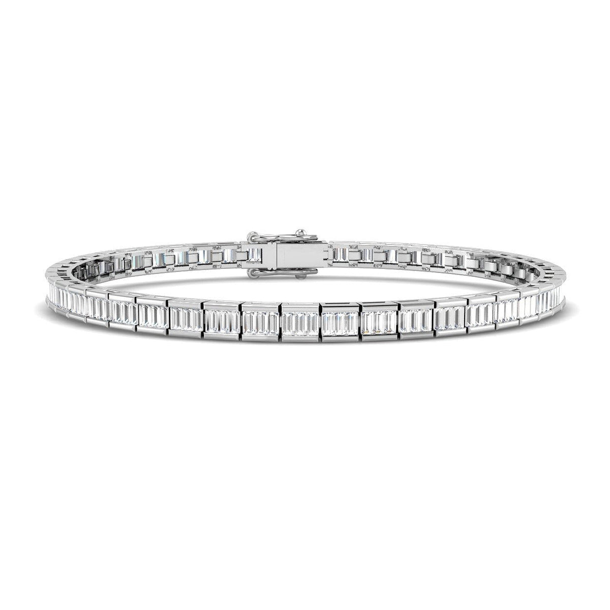 Elegant Lab Grown Baguette Diamond Tennis Bracelet in 10K/14K gold and platinum with certified lab-grown or natural diamonds