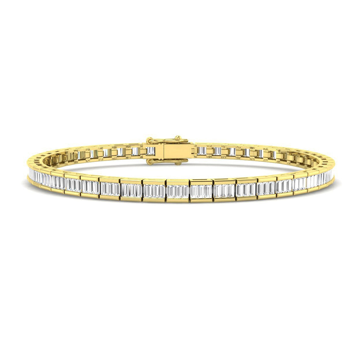 Elegant Lab Grown Baguette Diamond Tennis Bracelet in 10K/14K gold and platinum with certified lab-grown or natural diamonds