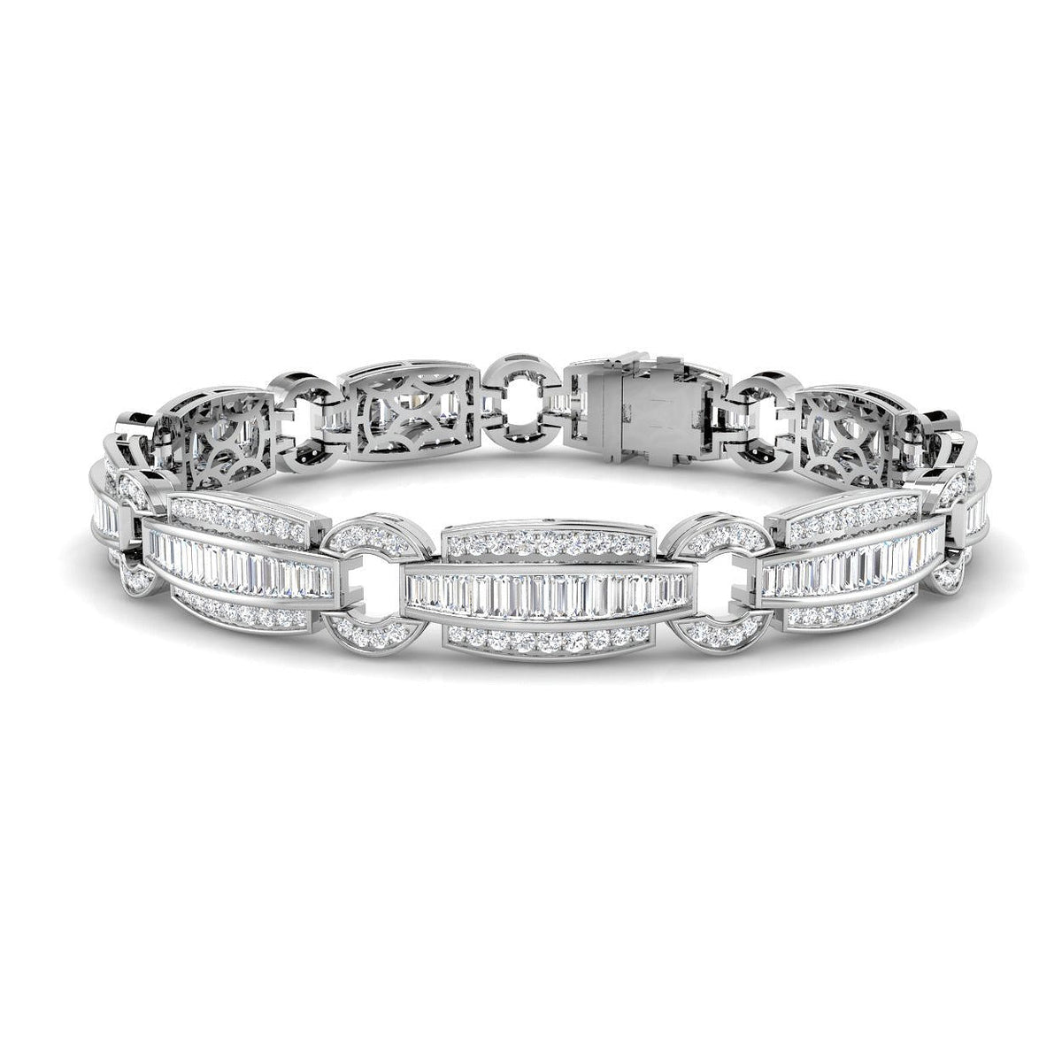 Vintage Bracelet with Baguette & Round Lab Grown Diamonds in Gold & in 10K/14K gold and platinum with certified lab-grown or natural diamonds
