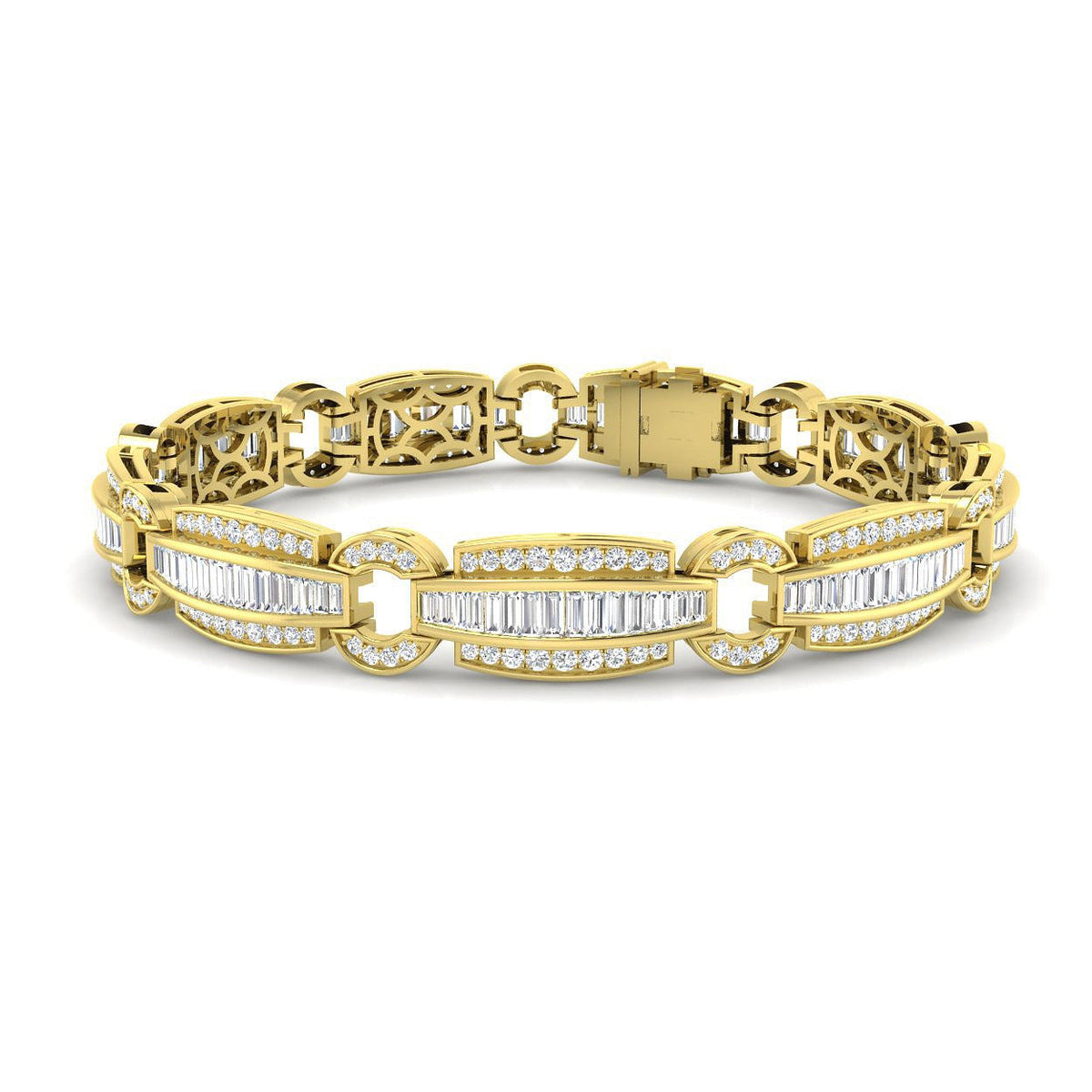 Vintage Bracelet with Baguette & Round Lab Grown Diamonds in Gold & in 10K/14K gold and platinum with certified lab-grown or natural diamonds