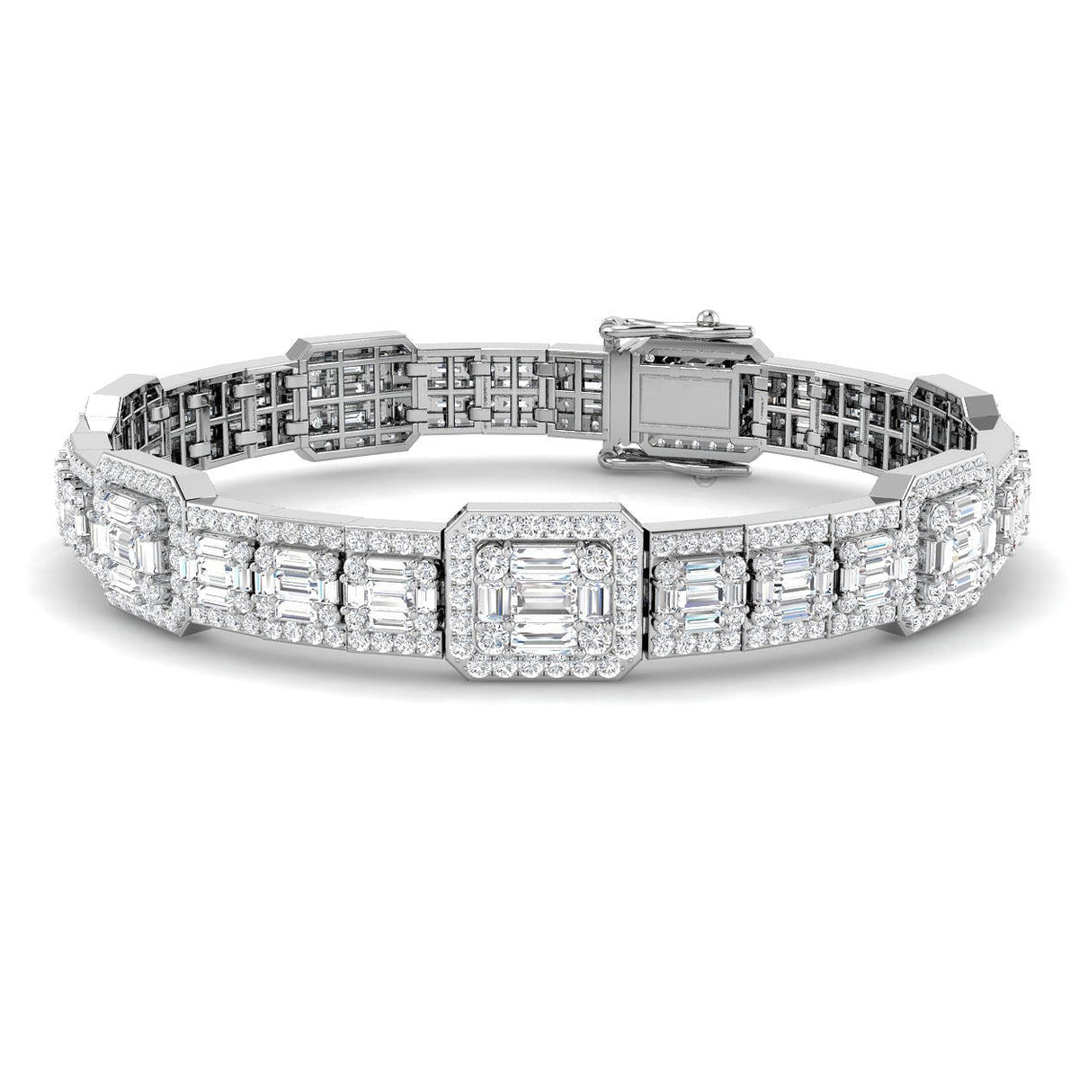 Lab Grown Diamond Bracelet in Emerald Style in 10K/14K gold and platinum with certified lab-grown or natural diamonds