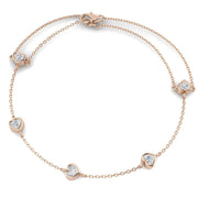 5 Heart Cut Lab Grown Diamond Station Bracelet with Chain - Lobster Claw in 10K/14K gold and platinum with certified lab-grown or natural diamonds