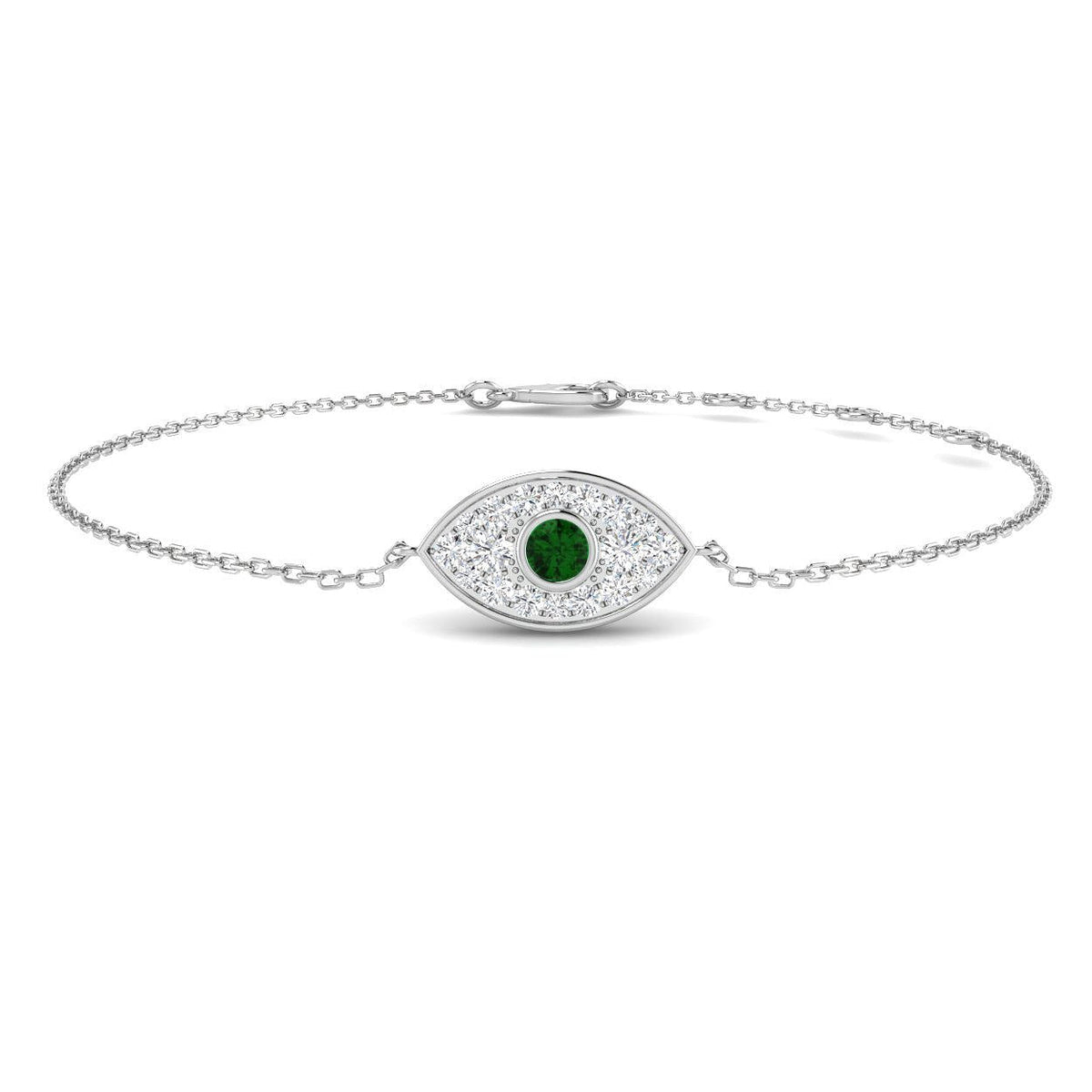 Emerald Halo Bracelet with Cluster Pave in 10K/14K gold and platinum with certified lab-grown or natural diamonds