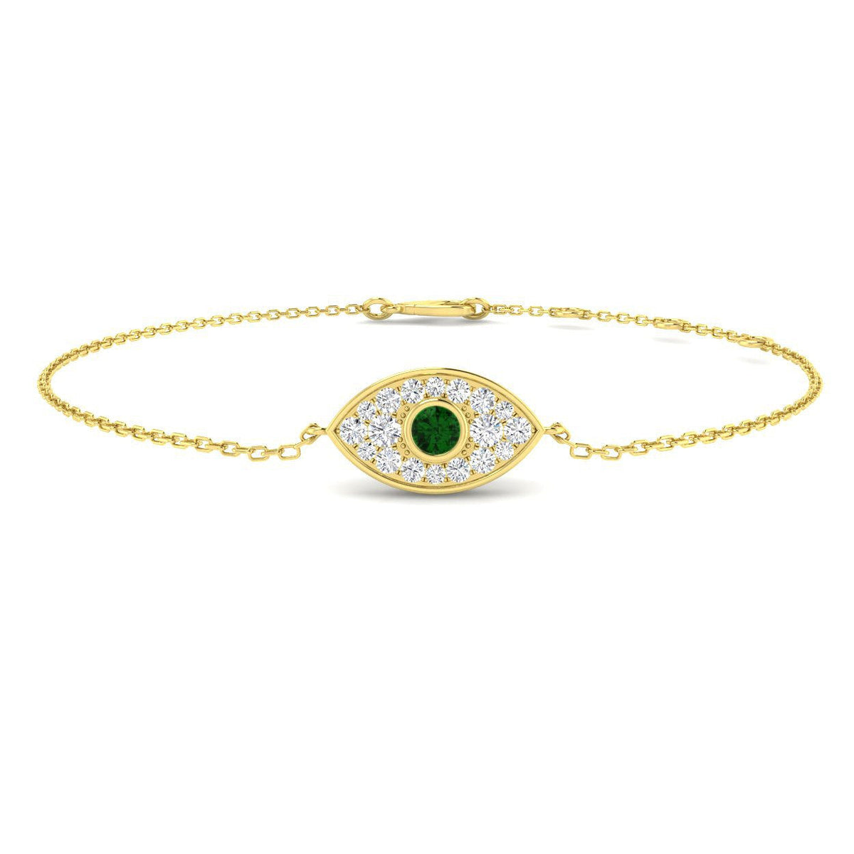 Emerald Halo Bracelet with Cluster Pave in 10K/14K gold and platinum with certified lab-grown or natural diamonds