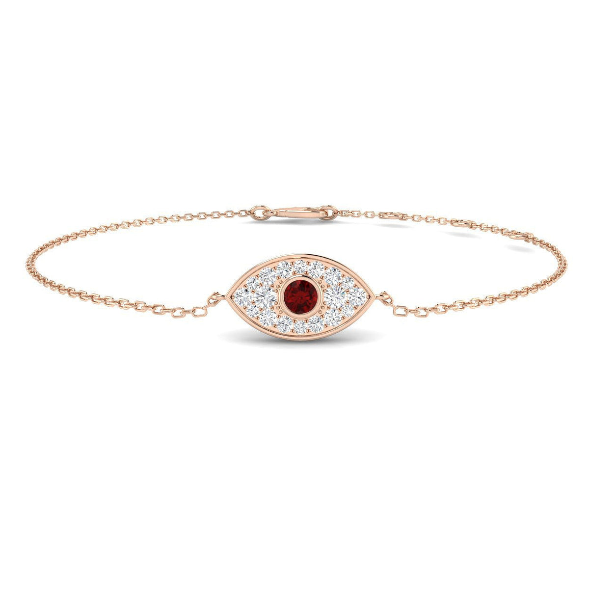 Ruby Evil Eye Bracelet and Natural Diamond in 10K/14K gold and platinum with certified lab-grown or natural diamonds