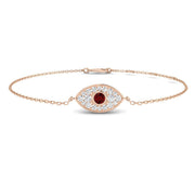 Ruby Evil Eye Bracelet and Natural Diamond in 10K/14K gold and platinum with certified lab-grown or natural diamonds