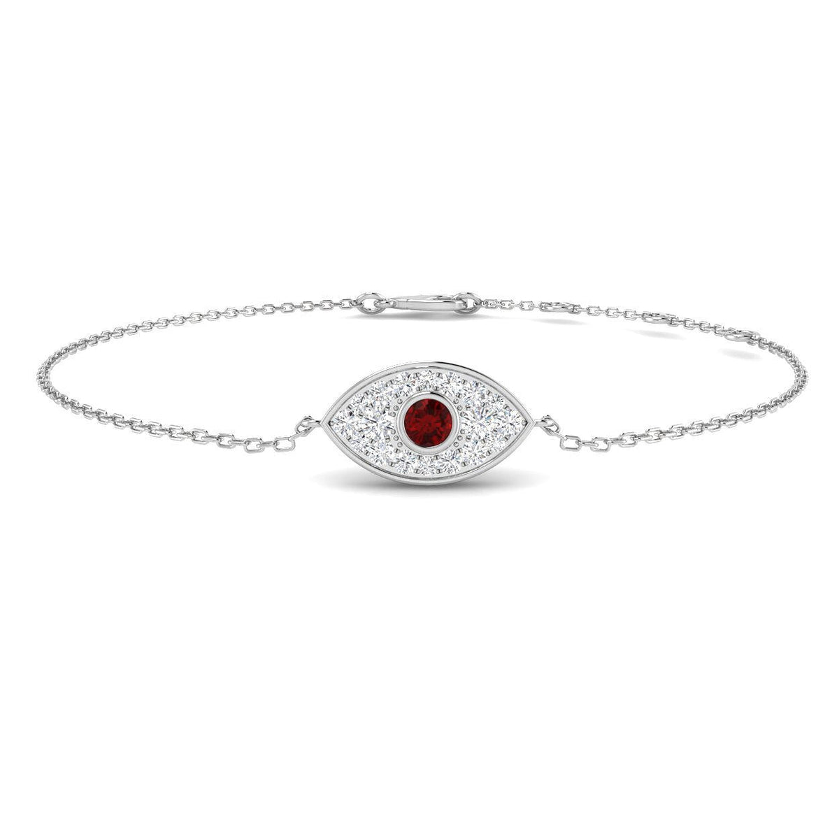 Ruby Evil Eye Bracelet and Natural Diamond in 10K/14K gold and platinum with certified lab-grown or natural diamonds