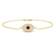 Ruby Evil Eye Bracelet and Natural Diamond in 10K/14K gold and platinum with certified lab-grown or natural diamonds