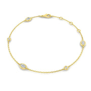 Natural Oval & Round Cut Bezel Set Diamond Station Bracelet in Platinum with Lobster Claw in 10K/14K gold and platinum with certified lab-grown or natural diamonds