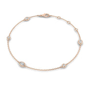 Natural Oval & Round Cut Bezel Set Diamond Station Bracelet in Platinum with Lobster Claw in 10K/14K gold and platinum with certified lab-grown or natural diamonds