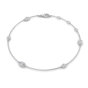 Natural Oval & Round Cut Bezel Set Diamond Station Bracelet in Platinum with Lobster Claw in 10K/14K gold and platinum with certified lab-grown or natural diamonds