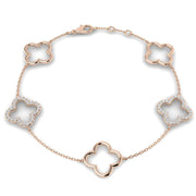 Lab Grown Diamond Four Leaf Clover Bracelet in 10K/14K gold and platinum with certified lab-grown or natural diamonds