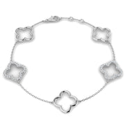 Lab Grown Diamond Four Leaf Clover Bracelet in 10K/14K gold and platinum with certified lab-grown or natural diamonds