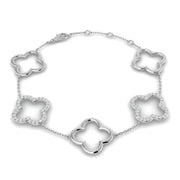 Lab Grown Diamond Four Leaf Clover Bracelet in 10K/14K gold and platinum with certified lab-grown or natural diamonds
