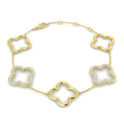 Lab Grown Diamond Four Leaf Clover Bracelet in 10K/14K gold and platinum with certified lab-grown or natural diamonds