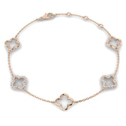 Lab Grown Diamond Four Leaf Clover Bracelet in 10K/14K gold and platinum with certified lab-grown or natural diamonds