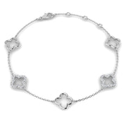 Lab Grown Diamond Four Leaf Clover Bracelet in 10K/14K gold and platinum with certified lab-grown or natural diamonds